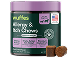 Container of hip and joint chews for dogs with label and two chews displayed beside it